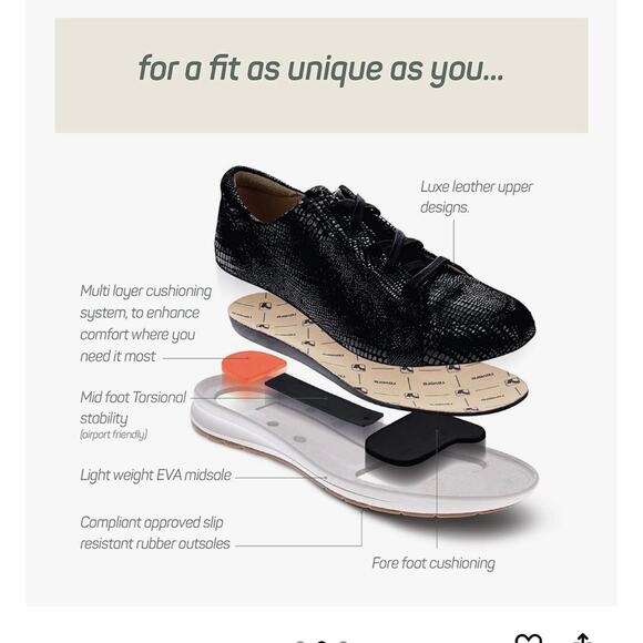 Revere Athens 9M Black Lizard Sneakers Leather Slip-Resistant Arch Support Work - Picture 2 of 8